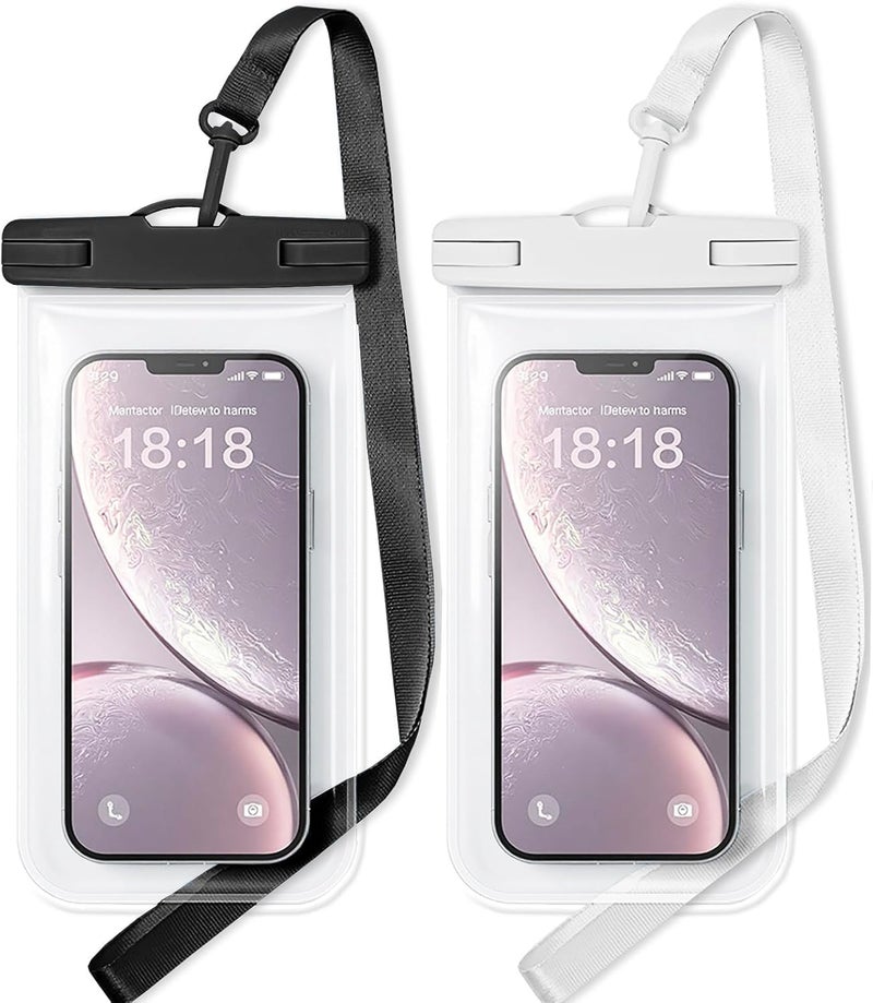Criyar 1/2 Pack Waterproof Phone Pouch Compatible with iPhone 17 16 15 Pro Max & Galaxy S24+/S23 7in Waterproof Phone Case,IPX8 Beach Travel Must Haves,Beach Essentials,Black and White,2 Pack - Image 1